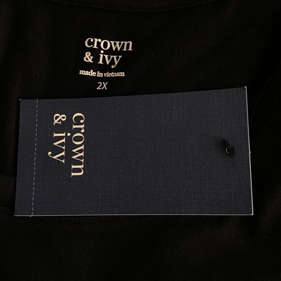 New Crown & Ivy Cotton Modal Long Puff Sleeve T-Shirt Women's Plus Size 2X - Picture 4 of 7